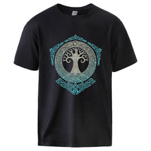 Load image into Gallery viewer, Vikings Tshirts for Man Yggdrasil Norse Mythology Summer Cotton T shirts Tee Male Casual Short Sleeve Crewneck Sportswear Tee
