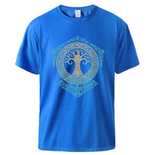 Load image into Gallery viewer, Vikings Tshirts for Man Yggdrasil Norse Mythology Summer Cotton T shirts Tee Male Casual Short Sleeve Crewneck Sportswear Tee
