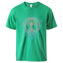 Load image into Gallery viewer, Vikings Tshirts for Man Yggdrasil Norse Mythology Summer Cotton T shirts Tee Male Casual Short Sleeve Crewneck Sportswear Tee
