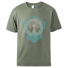 Load image into Gallery viewer, Vikings Tshirts for Man Yggdrasil Norse Mythology Summer Cotton T shirts Tee Male Casual Short Sleeve Crewneck Sportswear Tee
