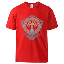 Load image into Gallery viewer, Vikings Tshirts for Man Yggdrasil Norse Mythology Summer Cotton T shirts Tee Male Casual Short Sleeve Crewneck Sportswear Tee
