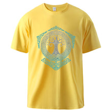 Load image into Gallery viewer, Vikings Tshirts for Man Yggdrasil Norse Mythology Summer Cotton T shirts Tee Male Casual Short Sleeve Crewneck Sportswear Tee
